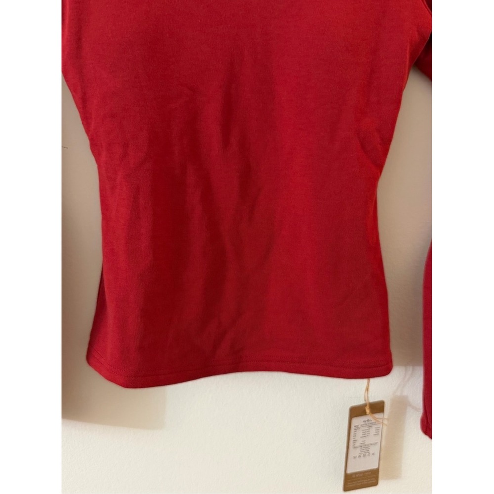 OGL Red Fitted Keyhole Mock Neck Top - Picture 9 of 16